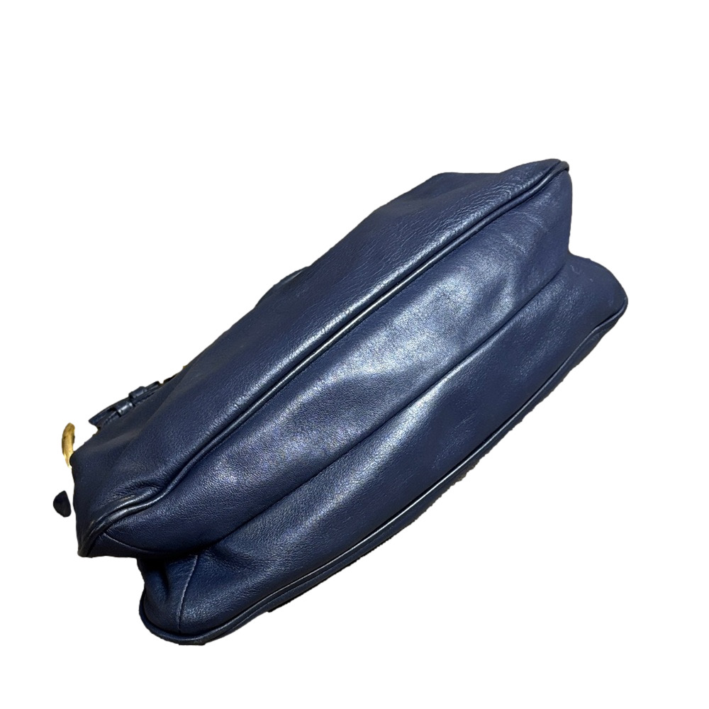Prada Navy Blue Soft Calf Leather Shoulder Bag Authentic Italy|COA - Picture 6 of 9